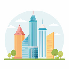 Fototapeta premium vector background , skyline with building in aesthetic unique design