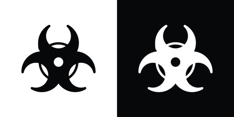 Biohazard icon in flat black solid vector set