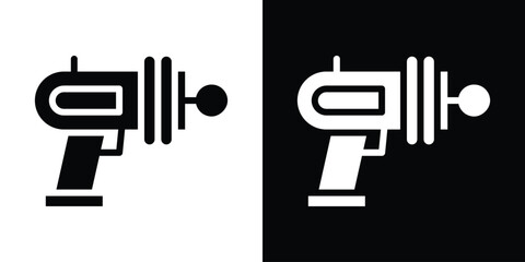 Blaster icon in flat black solid vector set