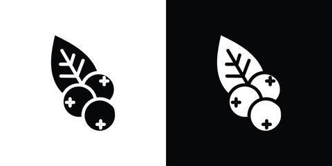 Blueberry icon in flat black solid vector set