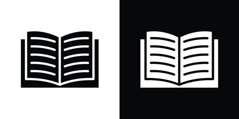 Book icon in flat black solid vector set