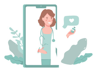Healthcare Professional in Smartphone Offering Telemedicine and Care Tips