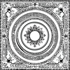 Circular Geometric Black and White Pattern