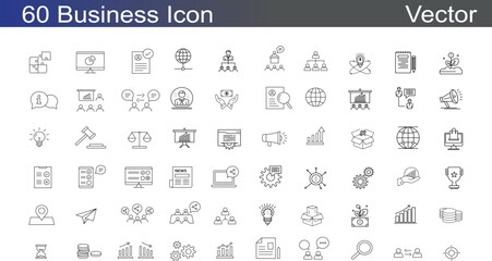 60 Business Icon set Vector Illustration on White Background