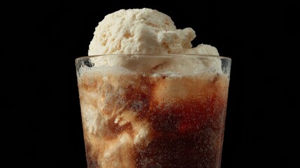 National Black Cow Day Root Beer Float with Ice Cream Scoop Celebrating Summer Fun and Independence Day Beverage Trends for Refreshing Enjoyment