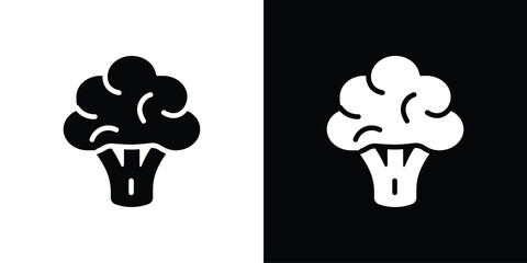 Broccoli icon in flat black solid vector set