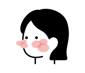 頬が赤い女性のアイコンイラスト　ベクター
