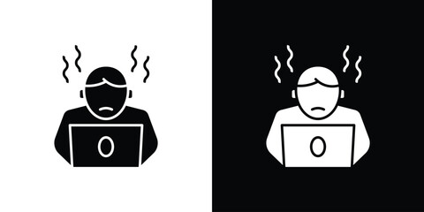Burnout icon in flat black solid vector set