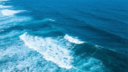 Aerial View of Turquoise Ocean Waves