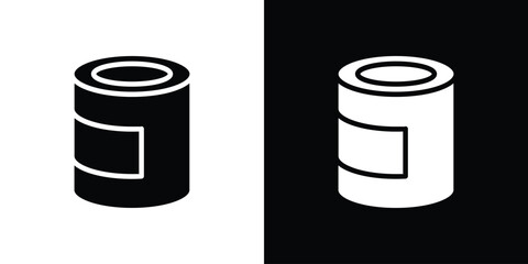 Can food icon in flat black solid vector set