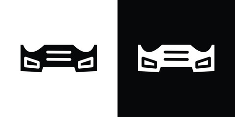 Car bumper icon in flat black solid vector set