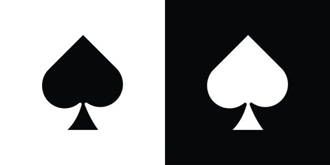 Card-spade icon in flat black solid vector set