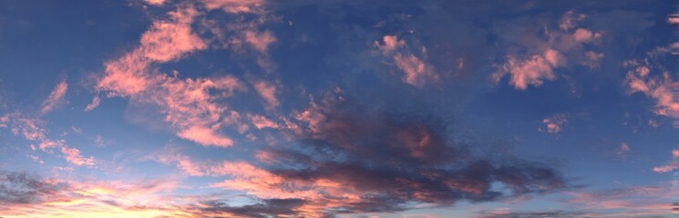 Obraz premium Pink and Blue Sunset Sky with Wispy Clouds