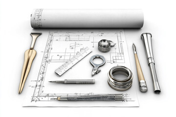 3D Visualization of a Rolled Out Blueprint with Drafting Tools