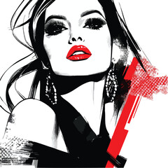 Glamorous Woman in Black and White Art