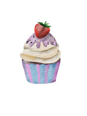 This image showcases a delightful collection of illustrated sweets and desserts in digital watercolor technique.