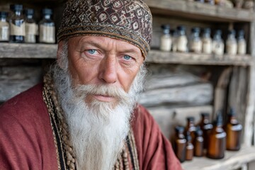 Herbalist preparing natural remedies with traditional methods