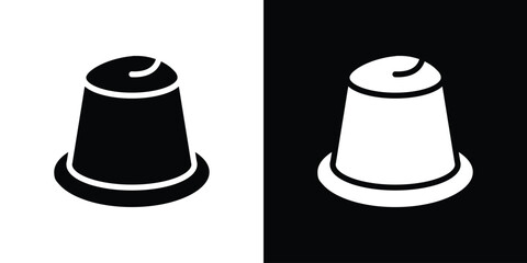 Coffee capsule icon in flat black solid vector set