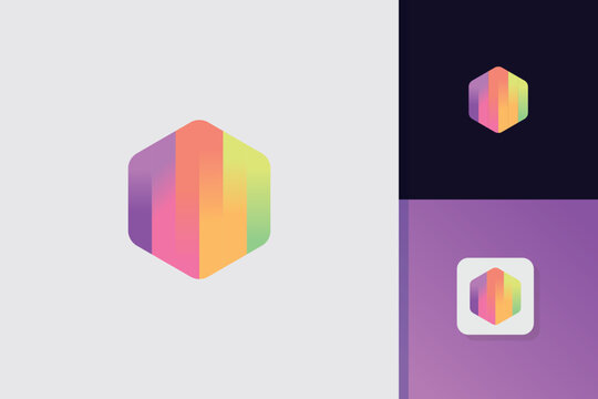 colorful hexagon logo design vector template