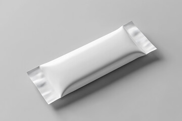 Isolated White Sweet Bar Packaging Mockup – 3D Plastic Wrapper Design on Grey Background