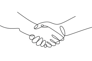 Continuous line drawing of a handshake