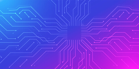 Digital technology banner pink blue background concept with technology line light effects, abstract tech, illustration vector for graphic design