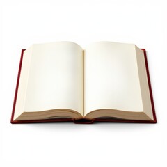 Fototapeta premium realistic photograph of a complete open book, isolated on white background, front spotlight