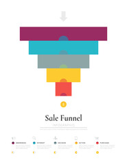 Sales funnel Infographic diagram template for business. Modern Timeline 5 steps, presentation vector infographics.