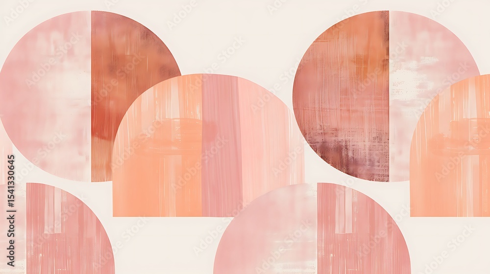 Poster abstract composition of overlapping circles in soft peach and blush tones.
