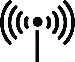 Black silhouette of a wireless connectivity signal with transparency for design purposes