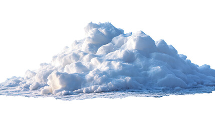 A large pile of freshly fallen white snow, glowing with sunlight