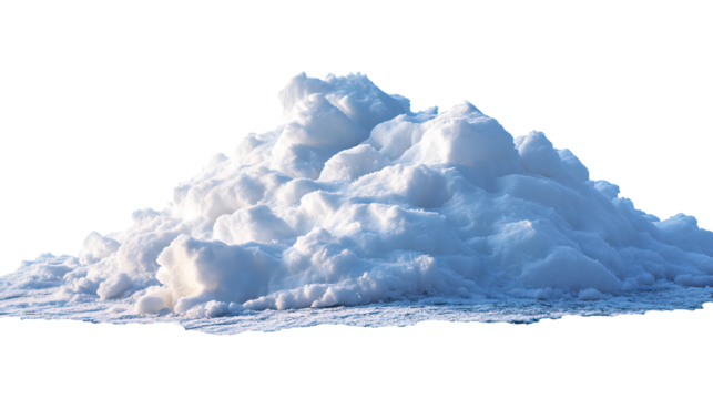 A large pile of freshly fallen white snow, glowing with sunlight