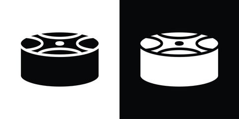 Drum steelpan icon in flat black solid vector set