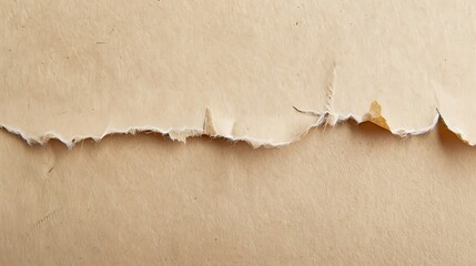 Close-up of torn light beige paper texture.