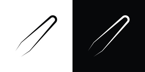Obraz premium Eyebrow tweezers icon in flat black solid vector set