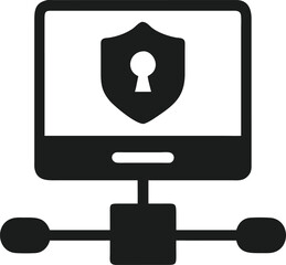 Secure vpn connection illustrated by a black silhouette representing network security