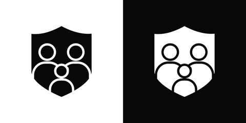Family insurance icon in flat black solid vector set
