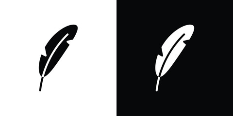Feather icon in flat black solid vector set