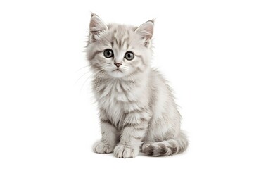 Obraz premium Gray kitten, seated, front view