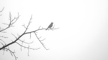 Obraz premium Silhouette of a bird on a bare tree branch.