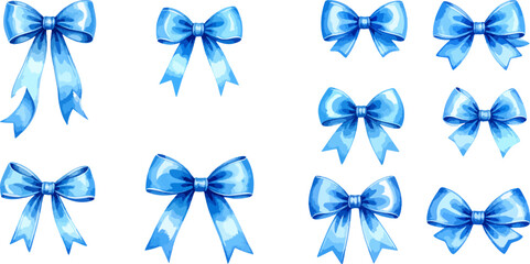 Bright separate blue bow set