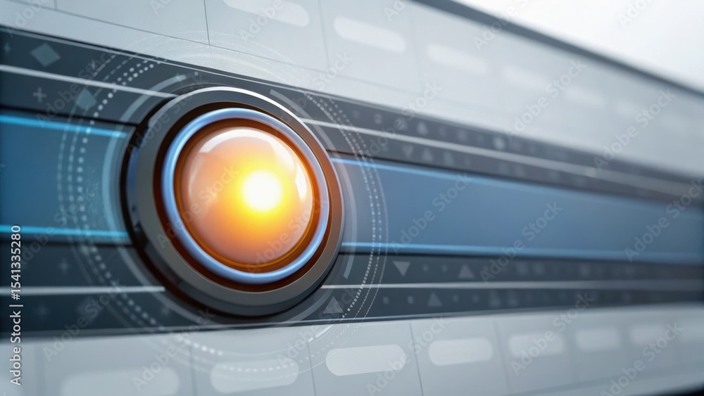 Poster futuristic design featuring a glowing orb set against a sleek, tech-inspired background with geometr