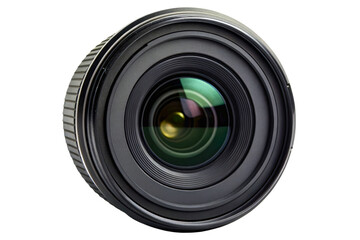 Professional camera lens with reflective glass isolated with transparent background
