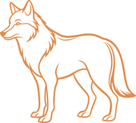 Wolf Silhouette Line Art Vector Illustration On White Background