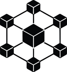 Abstract silhouette design of decentralized network nodes representing connectivity