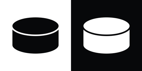 Hockey puck icon in flat black solid vector set