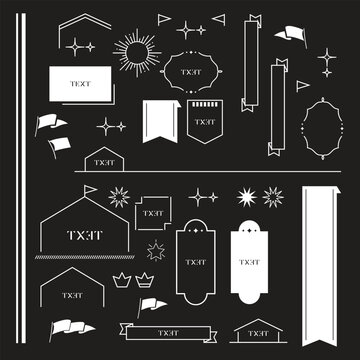 Set of vitage label, badges shape and ribbon baner collections. Vector. Black template for patch, insignias, overlay