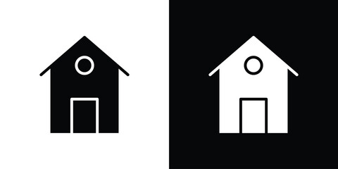 House icon in flat black solid vector set