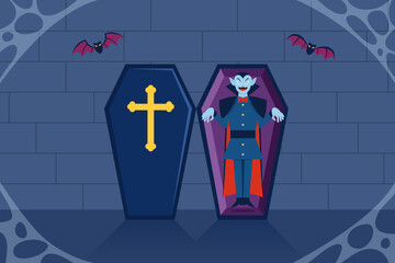 Old Vampire Come Out From Coffin