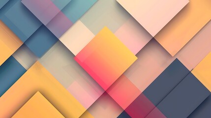 Geometric pattern of overlapping squares in various colors.